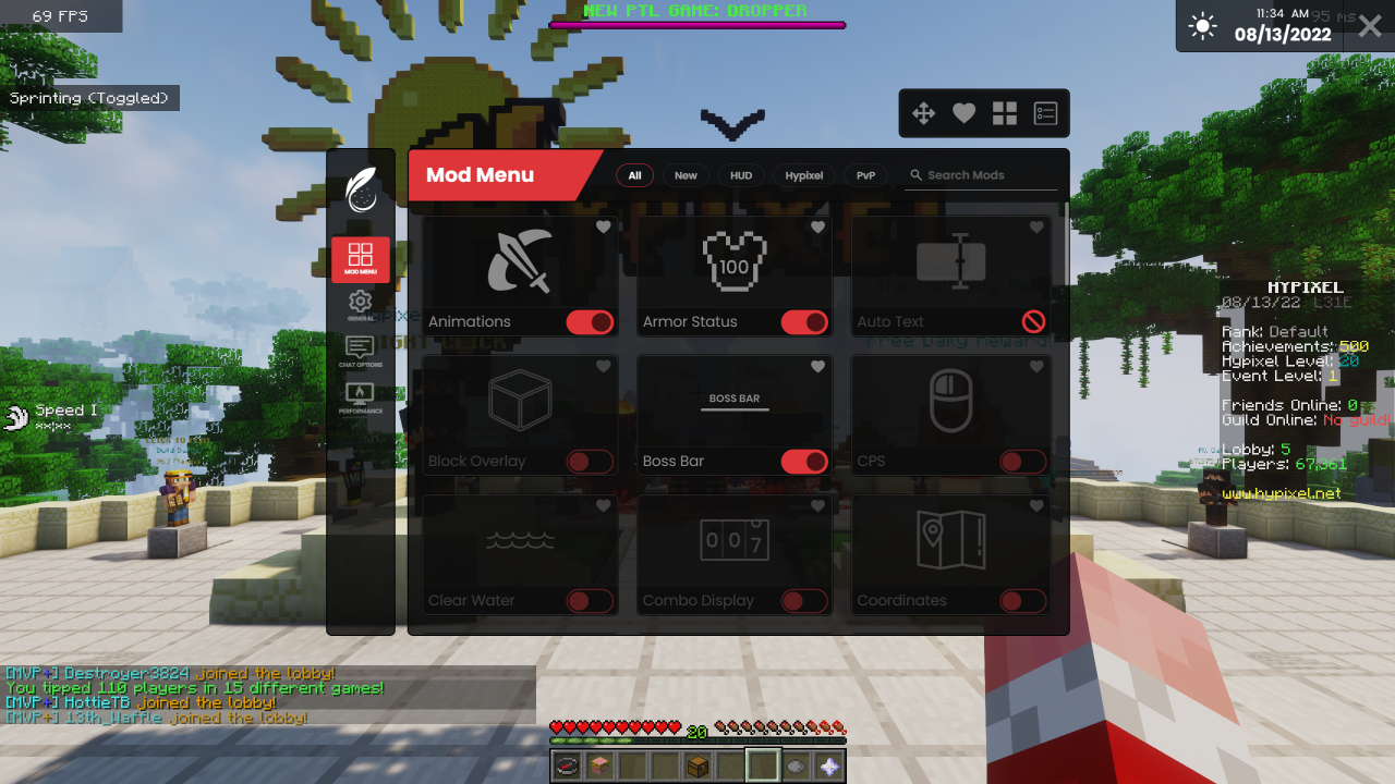 Minecraft Pvp client keystrokes for roblox bedwars